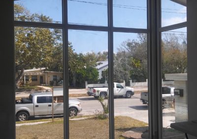 Impact windows, view from inside of the house to the front